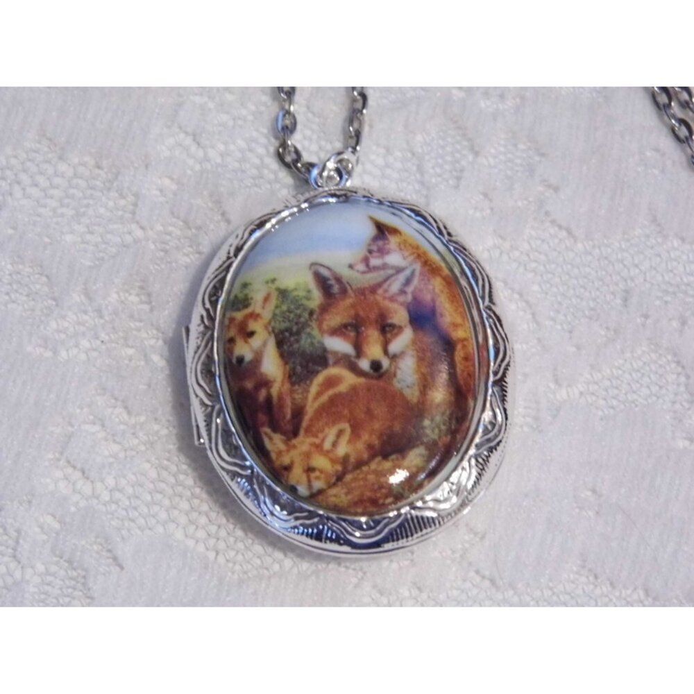 Fox Red Swift Bengal Lover Silver Locket Necklace Pendant Photo Keepsake Picture